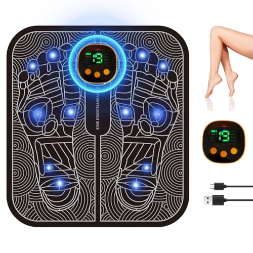 HENESE Elektrisches Fußmassagegerät,EMS Fussmassagegerät,8 Massagemodi & 19 Intensitätsstufen,für Durchblutung,Muskelschmerzen, Entspannung & Rehabilitation,1 MASCHINE 2 VERWENDUNGEN