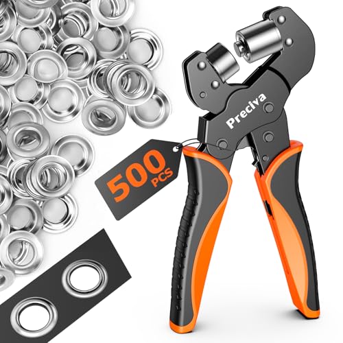 Ösenzangen Set, Profi Ösenzange mit Hebeltechnik Sichere Ösenpresse 10mm mit 500 Ösen Magnetische Ösenpresse aus gehärtetem Stahl Ösenstanze für PVC-Banner, Planen, Karton