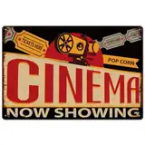 SUPERDANT Kino Metallschild Filmplayer Blechschild Retro Kino Jetzt Zeigen Retro Blechschild Vintage Deko Vintage Schild Für Männerhöhle Wohnzimmer Spielzimmer Bar Deko Plakette Schild