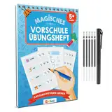Edubini Magische Vorschule Übungshefte ab 5 Jahren für Junge & Mädchen - [HEFT + STIFT] - Wiederverwendbare Schreiblernhefte für Vorschule - Buchstaben lernen