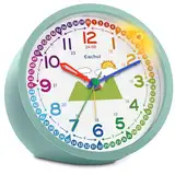 Eachui Analog Wecker Kinder ohne Ticken für Jungen und Mädchen - Analog Quarzwecker mit Nachtlicht, Snooze und Batteriebetrieben Lernwecker, einfach einzustellen(Grün)