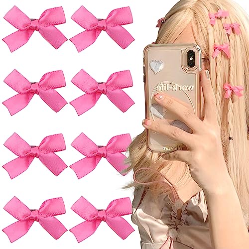 8 Stück Rosa Schleife Haarspangen Damen Haarklammer Klein Bow Hair Clips for Women Hair Accessories Pink Hair Clip Haarspange Haarclips Schleifen Haarklemmen Damen Haarklammern Mädchen Haarschmuck