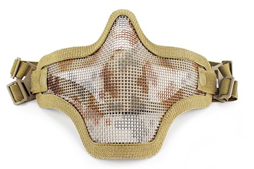 ACEXIER Taktische Halbgesichts-Metallgitter-Komfortable Schutzmaske für Jagd, Kriegsspiel, Cosplay, Militär, Paintball, Airsoft-Zubehör (DD)