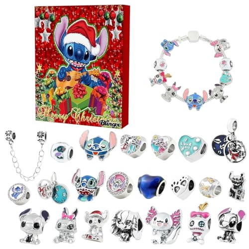 Schmuck-Adventskalender 2024, 24 Tage Countdown-Kalender, DIY-Schmuckherstellung, niedliche Cartoon-Minifiguren, Puppe, Weihnachtsstrumpffüller, Geschenke (D)