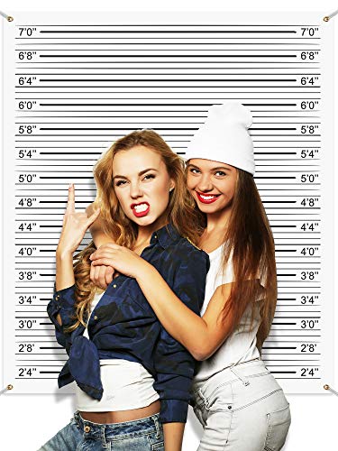 Polizeifoto Hintergrund Foto Stand Banner 4,9 x 4,3 ft, Polizei Ausrichten Höhe Diagramme Foto Requisiten Hintergrund Genaue Messungen Poster für Bachelorette Mädchen Ausgehabend