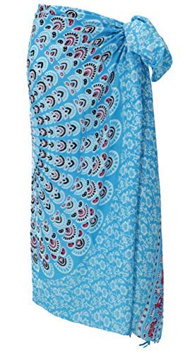 GURU SHOP Bali Sarong, Wandbehang, Wickelrock, Mandala Sarongkleid, Herren/Damen, Türkis, Synthetisch, Size:One Size, 160x115 cm