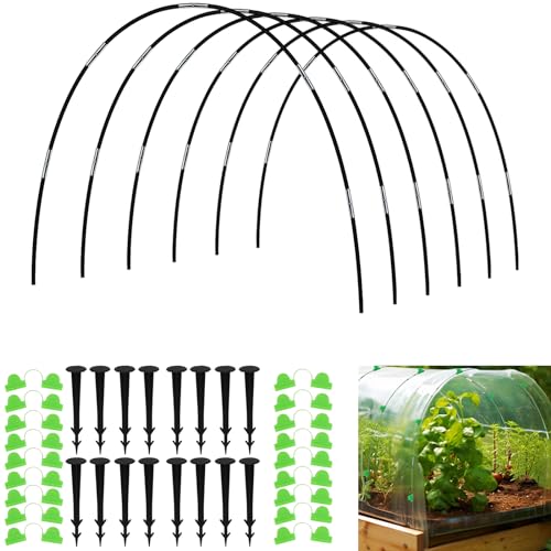 Pflanztunnel Bögen 36 PCS Folientunnel Bögen 6 Sets, 43CM Rust-Free Fiberglas Tunnelbogen für HochbeetBausatz, DIY Gewächshausreifen Frühbeet Tunnel für Garten Zeile Abdeckung Pflanzen Obst Gemüse