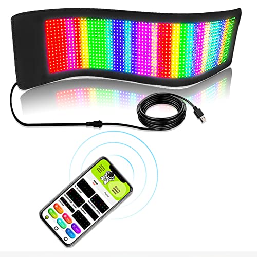 Flexibler LED Autobildschirm, App Steuerung, LED Autobildschirm mit Individuellem Text, Programmierbares Werbeschild, USB betrieben, 16 X 64 (Punkte).