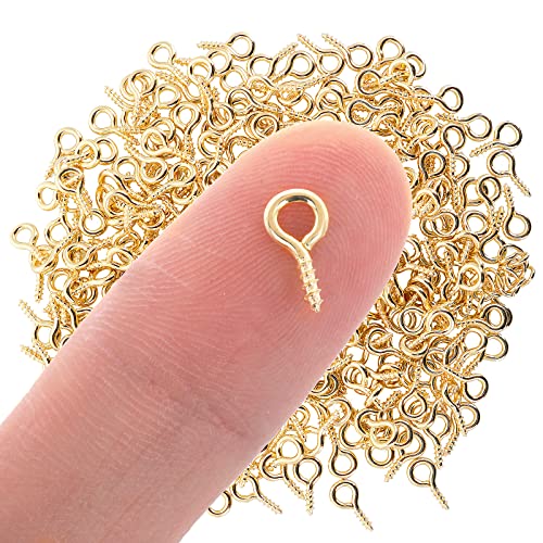 300 Stück Schraubösen Klein Mini Ösenschrauben Ösenschrauben Schraubösen Schmuck Mini Eye Pins Edelstahl Kleine Ösenstifte Ösenschraube Für Anhänger Perlen Schmuckherstellung Machen(Gold) (Gold)