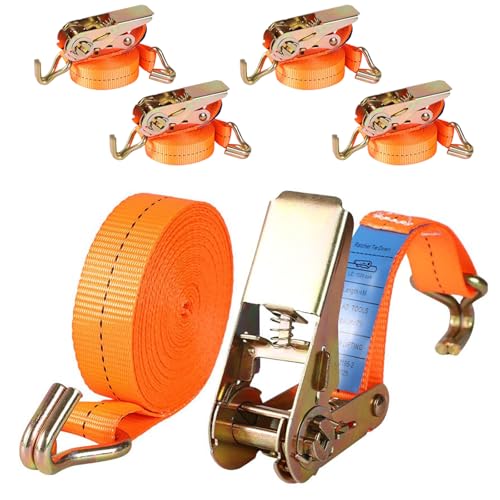 Sleeleece 4 Stück Spanngurte mit Ratsche und Haken 2 teilig 1000kg 4m 25mm 1000 daN 1t Ratschengurte TÜV/GS Zertifiziert Zurrgurte wetterfest & robust