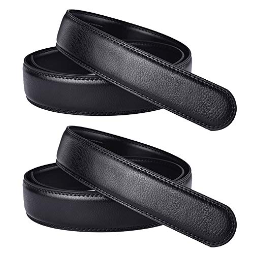 2 Stück Herren Ersatz Weich Leder Automatik Gürtel Gürtelriemen Belts ohne Schnalle (120cm)