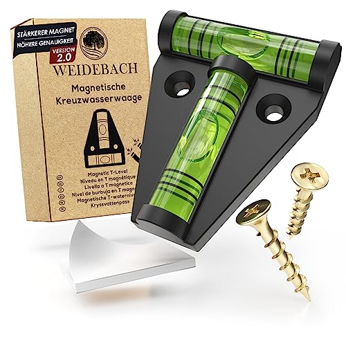 WEIDEBACH® 1x Robuste Wasserwaage klein, Magnetische Mini Wasserwaage schwarz, Kleine Wasserwaage bruchsicher, Camping Wasserwaage, Wasserwaage Wohnmobil, Wasserwaage Wohnwagen, Kreuzwasserwaage