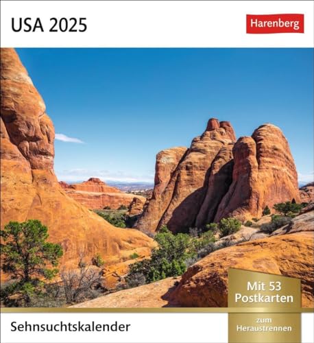 USA Sehnsuchtskalender 2025 - Wochenkalender mit 53 Postkarten: Wöchentlich Postkarten in einem Kalender. Foto-Kalender mit typisch amerikanischen ... zum Aufhängen (Sehnsuchtskalender Harenberg)