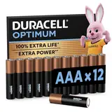 Duracell Optimum Batterien AAA, 12 Stück, bis zu 100 % Extra Power oder zusätzliche Leistung