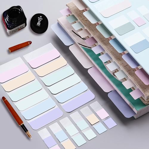 YIKAOMAI® 630 Stücke Haftnotizen Tabs, Index Anmerkungen, Morandi Sticky Notes mit Transparente Haftnotizen Page, für Büro Schule Zuhause (Light morandi + Candy colors)