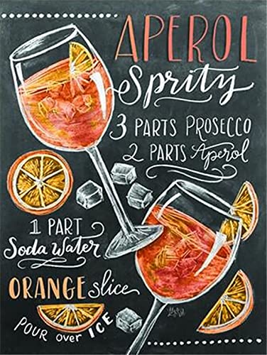 Ölgemälde nach Zahlen für Erwachsene, Ölgemälde nach Zahlen für Erwachsene, Set für Anfänger, Aperol mit Eis, 40,6 x 50,8 cm (rahmenlos)