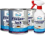 Plid® Fliesenfarbe Badezimmer & Küche [FEUCHTIGKEITSBESTÄNDIG]- Fliesenlack Weiß 2,25l fürs Bad - Fliesen neu streichen & lackieren im Innenbereich - 3in1 Fliesen Farbe Lack - Made in Germany