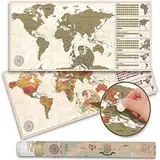 Scrape Off World Map Vintage - XXL Weltkarte zum frei Rubbeln 100 x 45 cm - Rubbel Landkarte Deluxe Wandbild