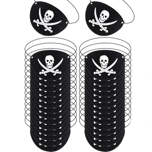 Semazz Piraten Augenklappen,24 pcs Augen Flecken Pirate Eyepatch Verstellbare Filz Halloween Augenmaske Augenklappen für Erwachsene Kinder Cosplay Maskerade