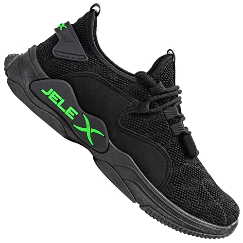 JELEX Performance Herren Sneaker. Atmungsaktive, rutschfeste Sportschuhe mit Mesh-Obermaterial (Schwarz, eu_Footwear_Size_System, Adult, Numeric, medium, Numeric_45)