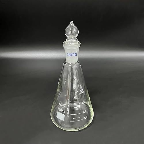 XIAOYANLIU Erlenmeyerkolben mit Normschliff-Glasstopfen, 50mL-10000mL 24/40, Erlenmeyerkolben mit Normschliff-Mündung(100mL)