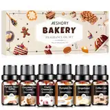 AESHORY Backöl Ätherische Öle Set 6x 10ML, Aromatherapie Duftöl für Diffuser, Kerzenherstellung - Lebkuchen, Kürbiskuchen, Kürbis-Pekannuss-Waffeln, Schokoladenkeks, Kirsch-Käsekuchen, Kaffeekuchen