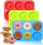 EKKJNQ 3 Stück 6 Cup Regular Donut Pan,Silikon Donut Formen, silikon donut backform Antihaft Donut Backblech für Kuchen Bagels Muffins, Geeignet für Geschirrspüler, Backofen, Mikrowelle (C)