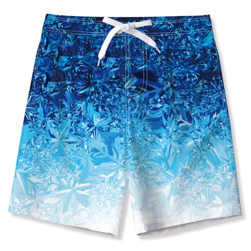 IDGREATIM Jungen Schnell trocknende Beach Boardshorts 3DBadeanzug mit tropischem BlumenBadeanzug und MeshFutter