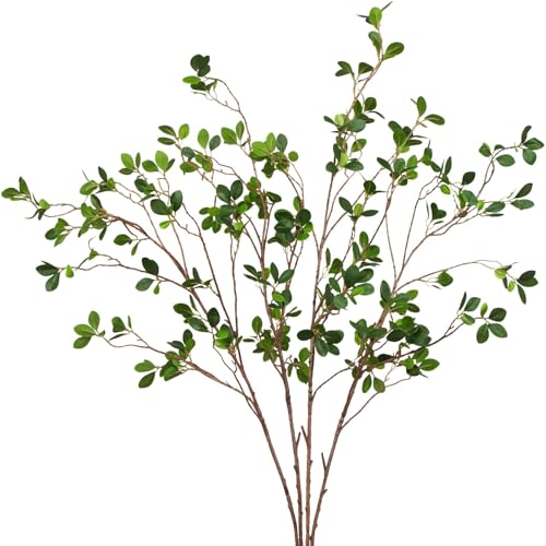 4 Stück Künstliche Pflanzen wie Echt Zweige Deko 114cm Olivenzweige Künstlich Korkenzieherhasel äste Weidenkätzchen Kunstpflanze Dekozweige Kunstpflanzen für Bodenvase Zuhause Büro