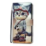 Nadoli Handyhülle Leder für Oppo A58 5G,Bunt Bemalt Lustig Leder Schuhe Katze Trageschlaufe Kartenfach Magnet Ständer Schutzhülle Brieftasche Etui