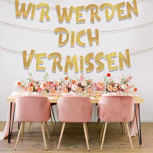 Abschied Ruhestand Party Deko Banner - 22 Stück Gold Wir Werden Dich Vermissen Banner We Will Miss You Deko Für Retirement Theme Abschiedsparty Abschluss Dekorationen Abschied Kollegin Jobwechsel