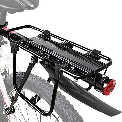 SPGOOD Fahrrad Gepäcktrager Set [24-29 Zoll ] Einstellbare Universal Aluminiumlegierung Mountainbike Gepäcktrager mit Reflektor, Schnellverschluss und Montage,Maximalbelastung 100kg