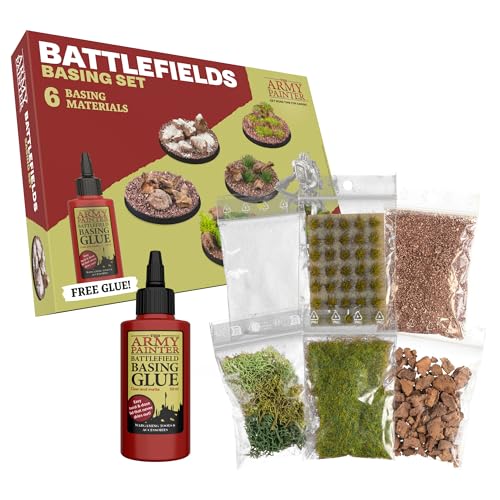 The Army Painter Battlefields Basing Set, Komplete Modellbau Zubehör Szenerie 50ml Pva Kleber, 35 Grüne Büschel, Modellbau Gras/static Grass Und Brown Battleground Usw Für Dungeons And Dragons