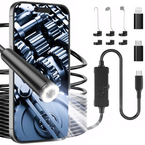 Endoskopkamera mit Licht,Endoskopkamera Handy 1920P HD Endoskop kamera,5m Inspektionskamera mit 8 LED Leuchten, IP67 wasserdicht Inspektionskamera,Kein WLAN,Rohrkamera for Android,iOS,Tablet
