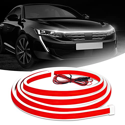 Universal LED Tagfahrlicht 150cm Flexible Waterproof Streifen Licht 10-16V Dynamic Scan Start Up Hoodbeam Kit Scan Starting Car Hood Light Strip Motorhaube Lichtstreifen für SUV, LKW