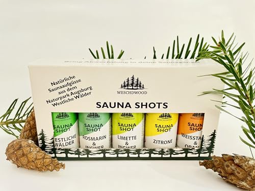 Weschdwood Sauna Shots - 5er Set 19ml Premium Bio Saunaaufguss, perfekt abgestimmt für abwechslungsreiche Saunagänge