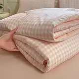 Hiseng Sommer Tagesdecke, Mikrofaser Bettüberwurf de Gesteppt mit Kariert, Tagesdecken mit Prägemuster, Wohndecke für Doppelbett Einzelbett oder Kinder (Rosa,150 x 200 cm)