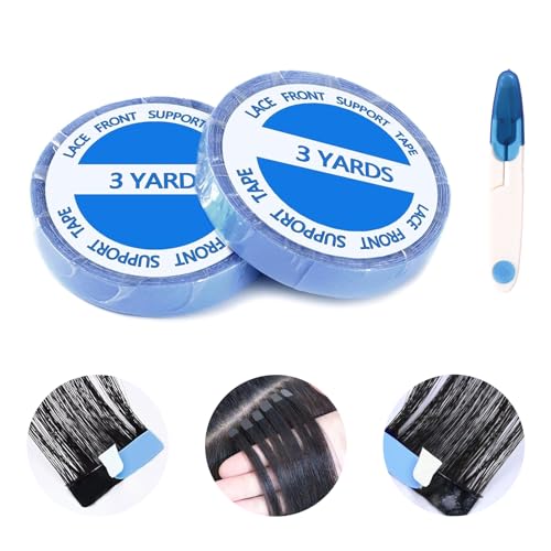 2 Rolle Tape Kleber Extensions, TPU-Material Tapes Klebestreifen Extensions Langanhaltendes Klebriges Tape,Wasserdicht Und Schweißfest Tape In Hair Extensions mit eine kleine Schere (0.8CM*3Yards)