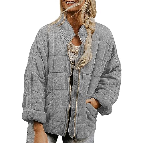 Damen Leichte Winterjacke Packbar Oversized Steppjacke Kurz mit Reißverschluss Wasserabweisende Kurzer Daunenmantel Damen Dolman Steppjacke Wintermäntel Jacken Leicht verpackbarer Mantel Daunenjacke