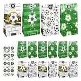 16 Stück Fußball Party Tüten mit Aufkleber, 4 Muster Fußball Papiertüten, Geburtstag Candy Tüten, Geburtstage Deko Fussball Geschenktüte, Mitgebsel TüTen für Süßigkeiten, Kleine Geschenke