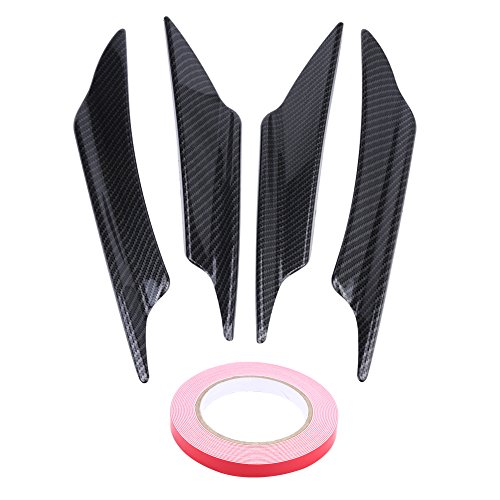 Keenso 4 Stück Auto Frontspoilerlippe Spoiler Flossen Canards Zierkit Universal ABS Kohlefaser Karosserie Frontstoßstange Splitter Flossen mit Klebeband(kohlefaser)