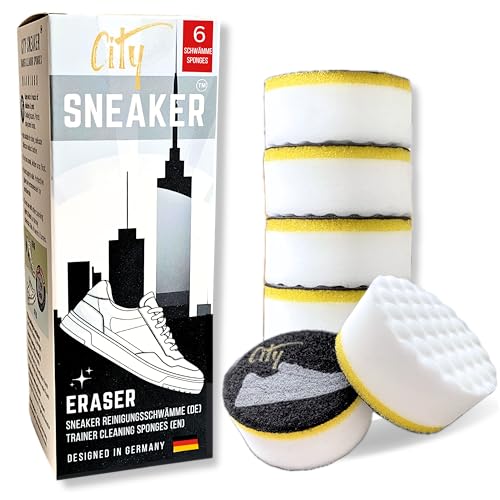 City Sneaker Eraser | Premium Sneaker-Spezifischer Reiniger | Überlegener Bruchfestigkeit | 3-Schicht-Technologie | Mikroporen für effektive Fleckenentfernung | Für optimale Sneakerpflege | 6er Pack