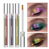 3-teilige flüssige Chamäleon Lidschatten Make-up Set, Metallic Changing Langanhaltende holografische Glitter Multichrome Lidschatten (#A)