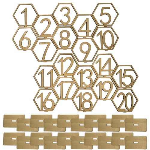 20Pcs 1 bis 20 Tischnummer aus Holz für Hochzeit, Holz Tischnummern Dekoration, Festival Hochzeit Sitz Zahlen Karte Hotel Restaurant Bar Cafe Tischnummern Gastronomie Dekoration
