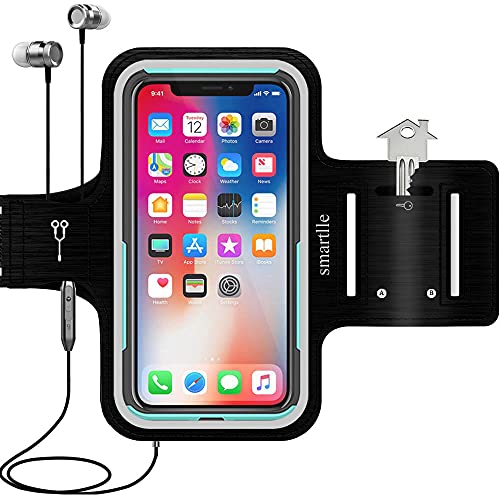 Smartlle Sportarmband Handy Joggen kompatibel mit iPhone 11/11 Pro/XR/XS/8/7/6/6s/SE & Samsung Galaxy S20/S10/S9/A, Xiaomi, Bis Zu 6.1’’, Running, Workout Laufen Armband - Handyhalter Case(schwarz)