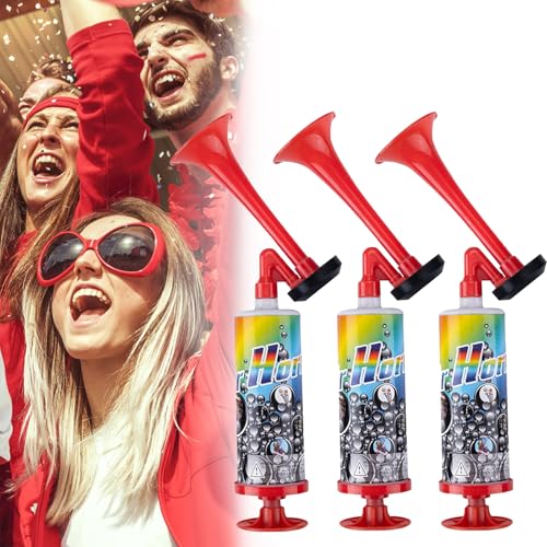 Airhorn 3er Set, Extrem Laute Air Horn Für Sportveranstaltungen Und Outdoor-Aktivitäten, Signalhorn Mit ABS-Kunststoff, Ideal Für Fahrzeugmodifikation Und Sicherheitsalarme, Tröte Und Fanfare In Einem