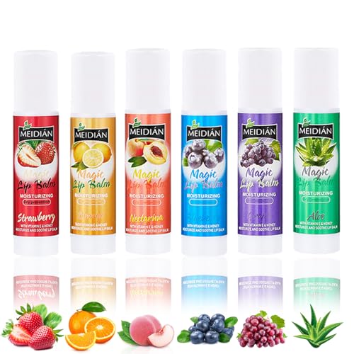 ARCHIDATE 6 Stück Lippenbalsam Set - Fruchtige Lippenpflege Set - Feuchtigkeitsspendende Lip Balm Set - Pflegender Lippenbalsam für Verblassende Lippenlinien - Trockene Lippen Reduzieren Lippenpeeling