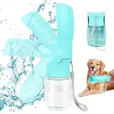 VFANDV Tragbare Haustier Trinkflasche, Trinkflasche Hunde, Hundewasserflasche, 180°Faltbare Hund Katze Haustiere Auslaufsicher Wasserflasche für Täglich Spazieren Gehen Reisen Campen (350ML)