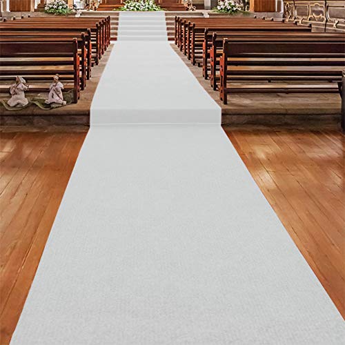 Floordirekt Gangläufer 100 x 500 cm, Weiss 110 - Hochzeitsläufer - Hochzeitsteppich - Premium Teppichläufer - Messeteppich - VIP Eventteppich - Schwer entflammbar