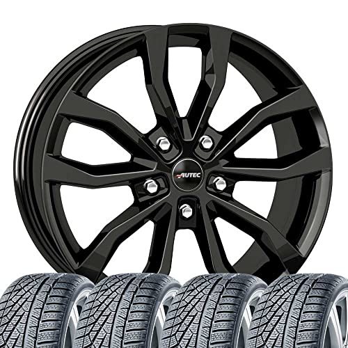 4 Winterräder Winterkompletträder Uteca 7,5x17 ET 47 5x112 Schwarz mit 225/45 R17 94W HAN Kinergy 4S 2 H750 XL FR M+S 3PMSF kompatibel mit VW Touran Sharan Passat Jetta Golf VIII Golf VII Golf VI Gol